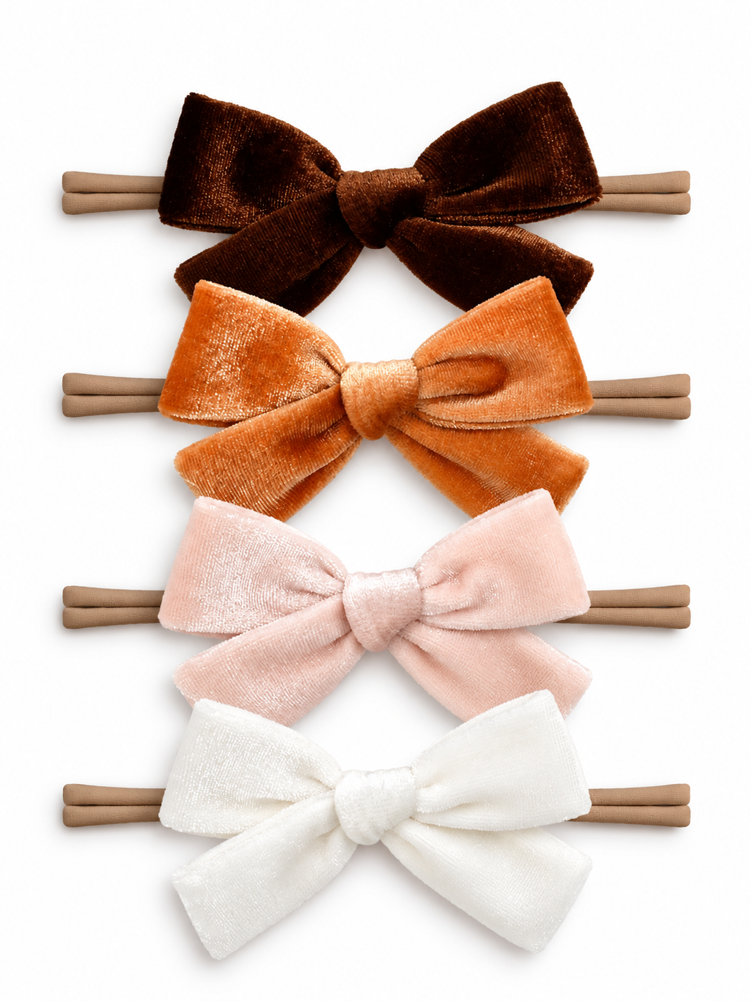 4-Pack Velvet Nylon Bows, Autumn Cream