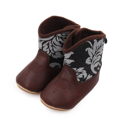 3 tone shimmery baby boots w/ velcro