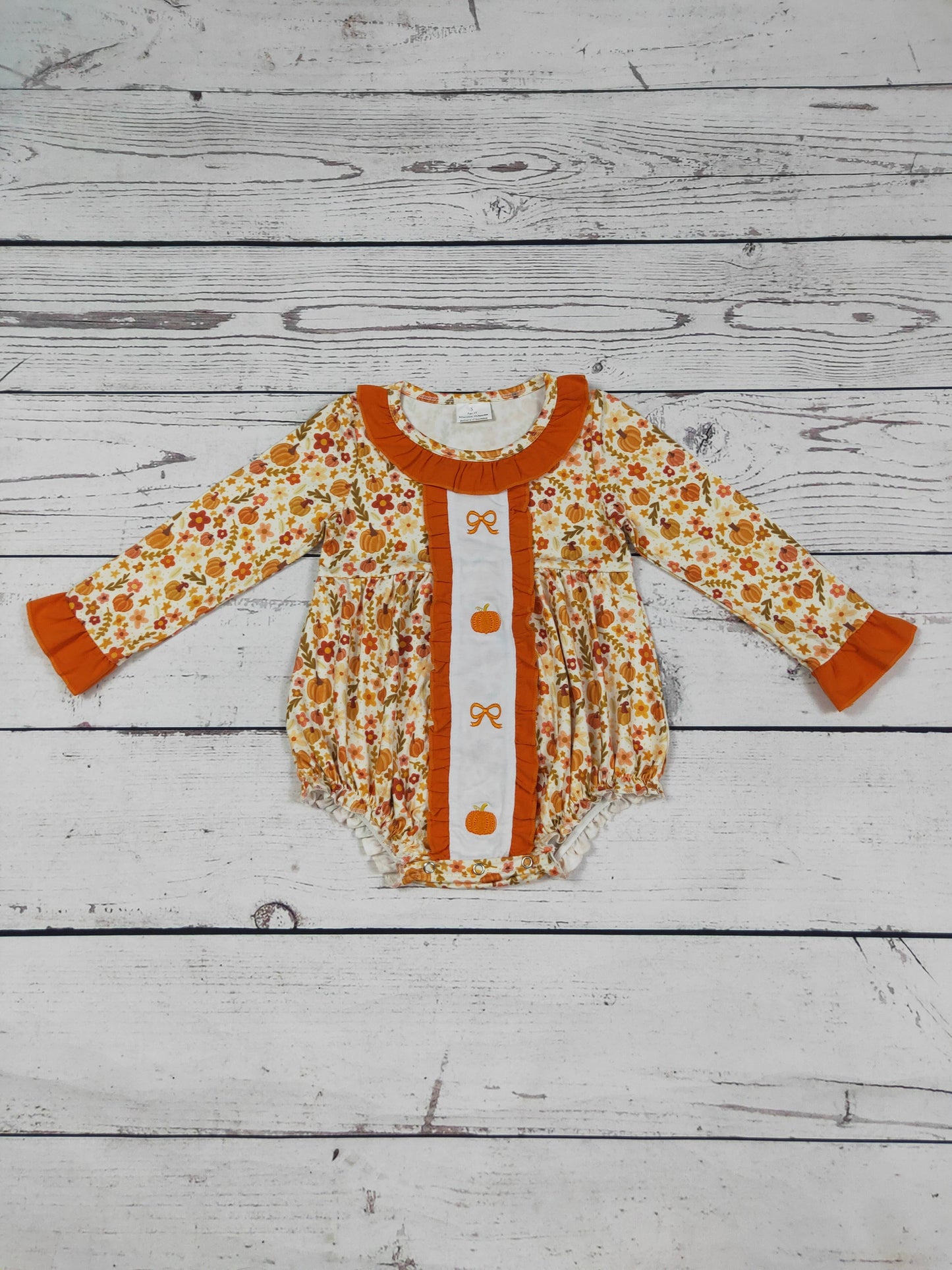 Pumpkin Bow Appliqué Bubble