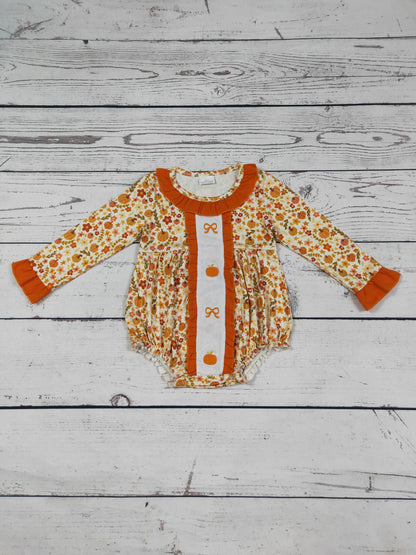 Pumpkin Bow Appliqué Bubble