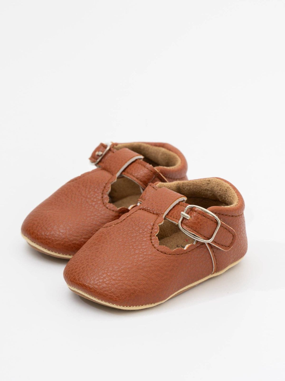 T-Strap Scalloped Buckle Shoes