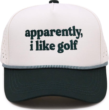 Kid's Golf Hat - Apparently, I Like Golf - Green/Beige