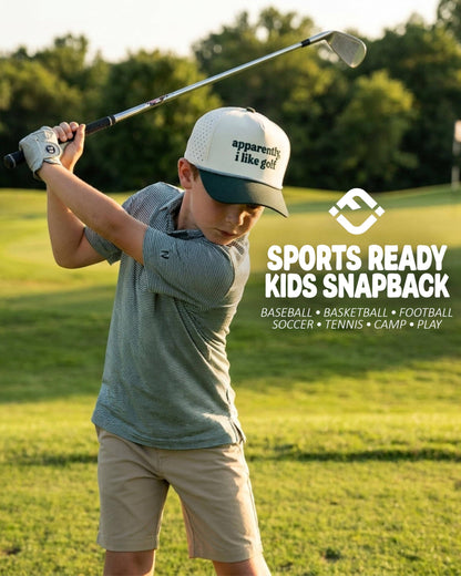 Kid's Golf Hat - Apparently, I Like Golf - Green/Beige