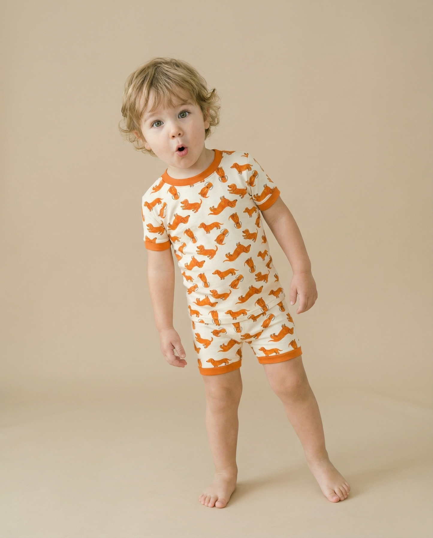 Orange Puppy Bamboo Short Sleeve PJs