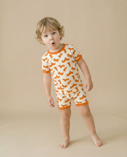 Orange Puppy Bamboo Short Sleeve PJs