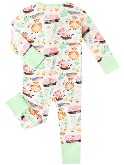 Farmyard Fun Bamboo Baby Convertible Zippy Romper