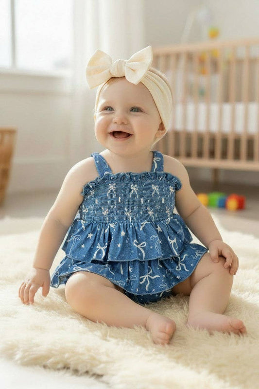 Blue Denim w/ bows bodysuit