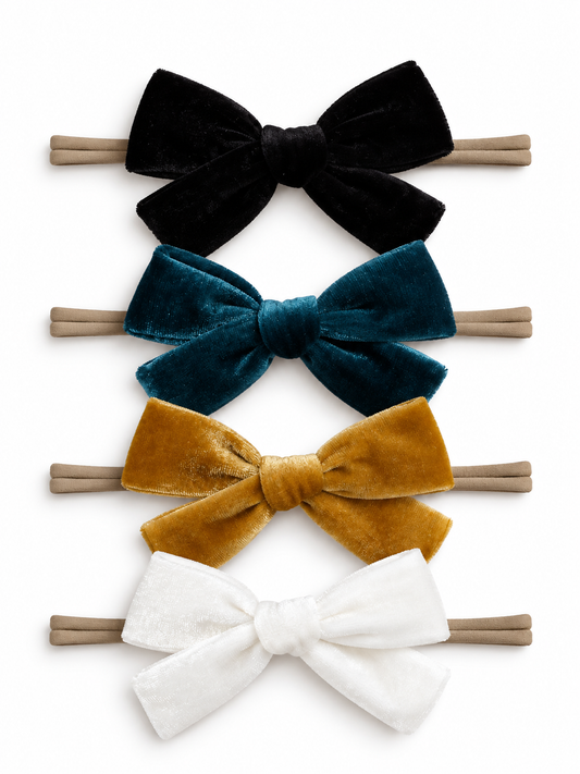 4-Pack Velvet Nylon Bows, Midnight Jewel