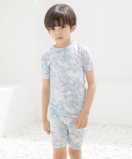 Bamboo Tie Dye Powder Blue Short Sleeve PJs