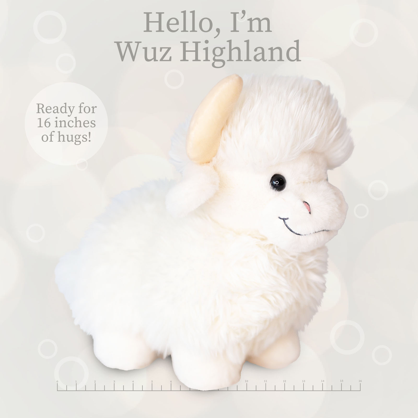 World's Softest Lushee 16 inch - Wuz Highland Cow Std/Wht