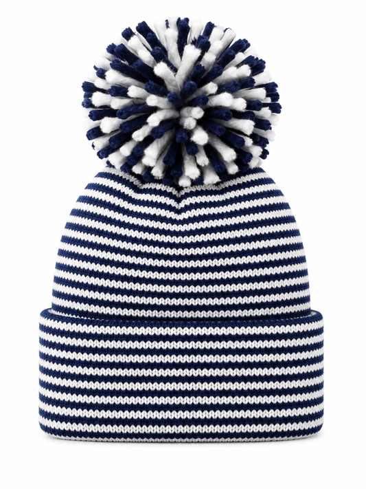Baby's First Hat®, Navy/White Stripe Pom
