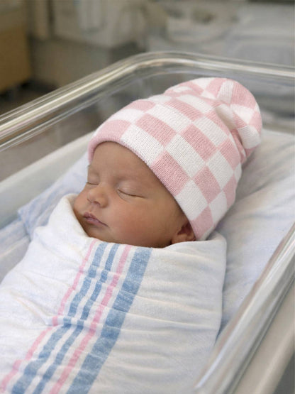Baby's First Hat®, Petal Pink/Warm White Checkerboard