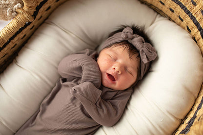Cocoa Brown Ribbed Knotted Baby Gown