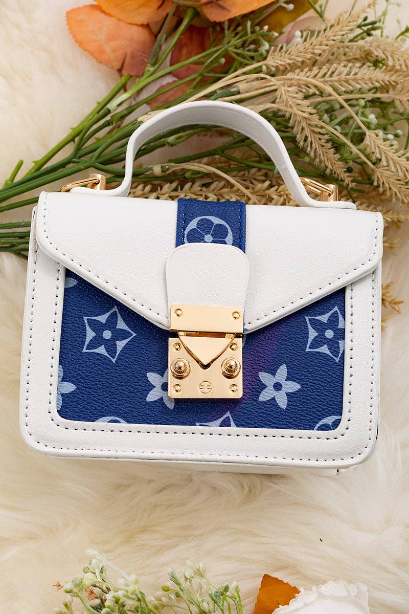 White/Navy Blue Louis Purse