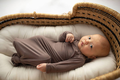 Cocoa Brown Ribbed Knotted Baby Gown