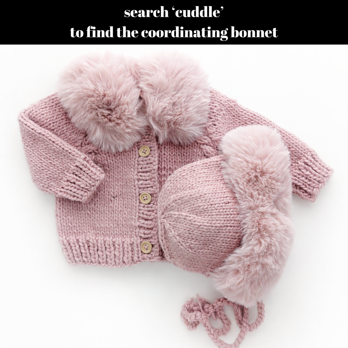 Fur Collar Rosy Cardigan Sweater