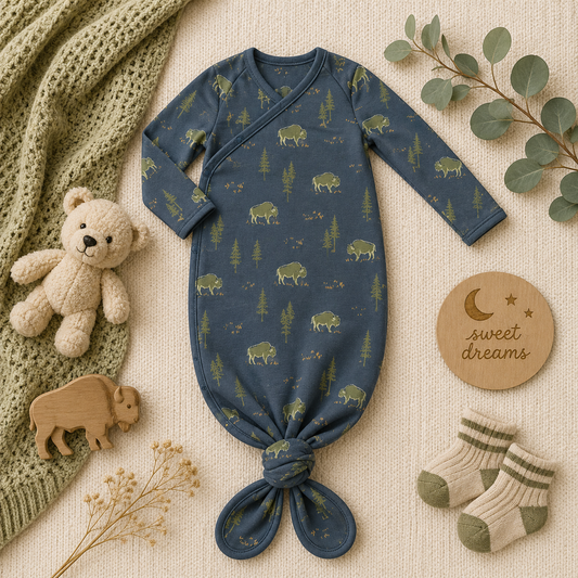 Bison Knotted Baby Gown