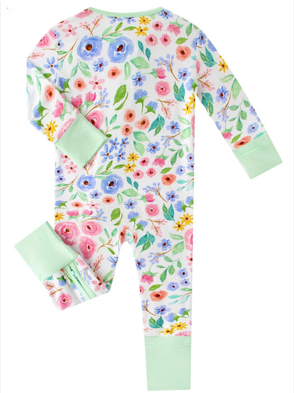 Ditsy Floral Bamboo Baby Convertible Zippy Romper