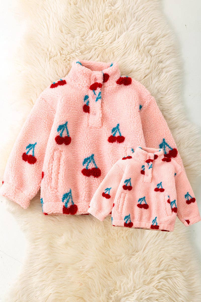 Cherry Pink Sherpa Pullover