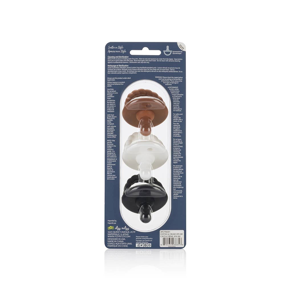 Sweetie Soother™ Silicone Pacifier|Set of 3|Coffee & Cream