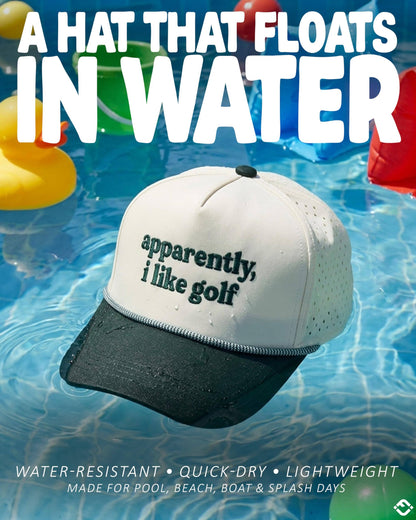 Kid's Golf Hat - Apparently, I Like Golf - Green/Beige