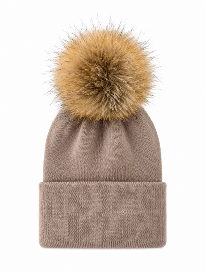 Baby's First Hat®, Tan Fur Pom