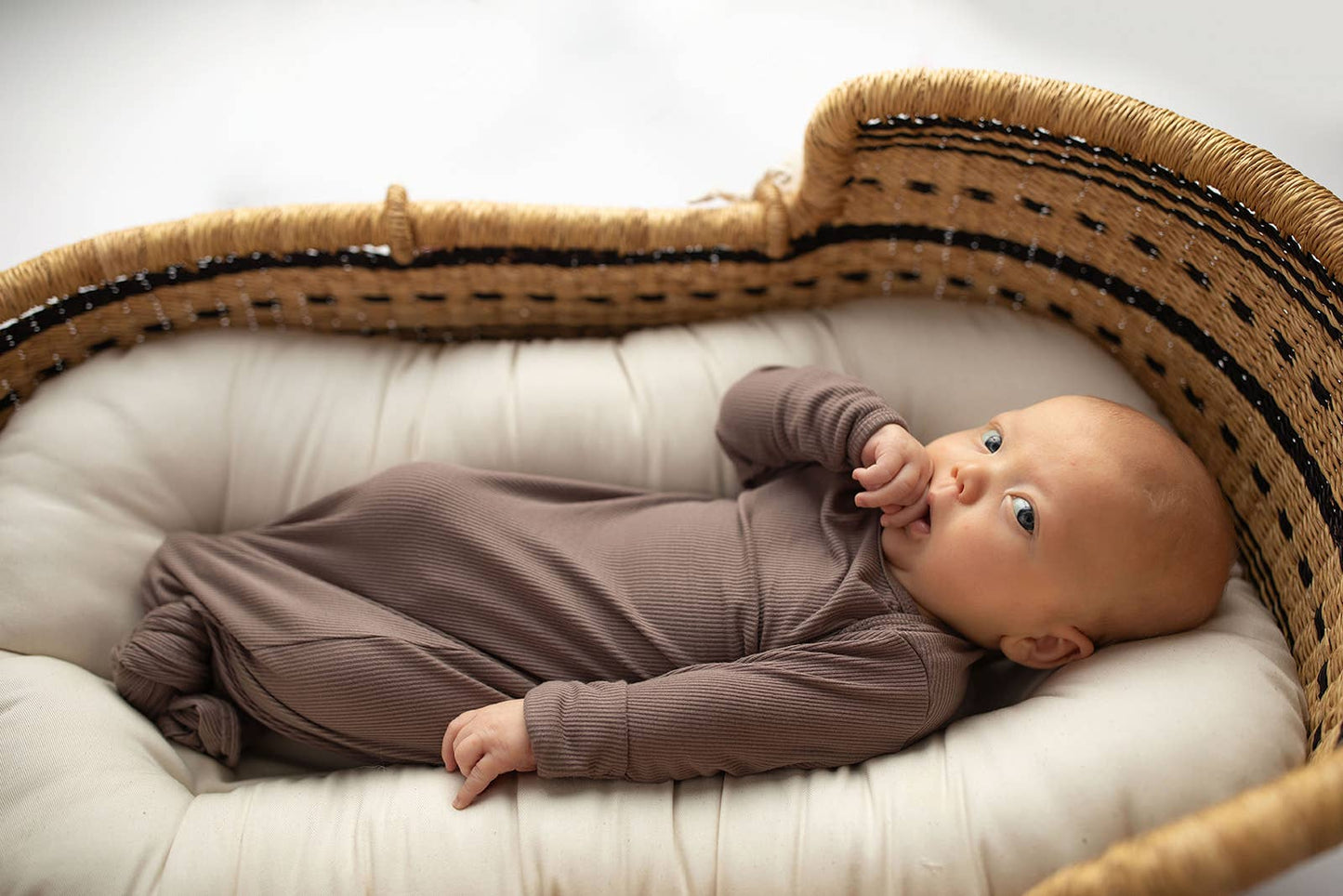 Cocoa Brown Ribbed Knotted Baby Gown