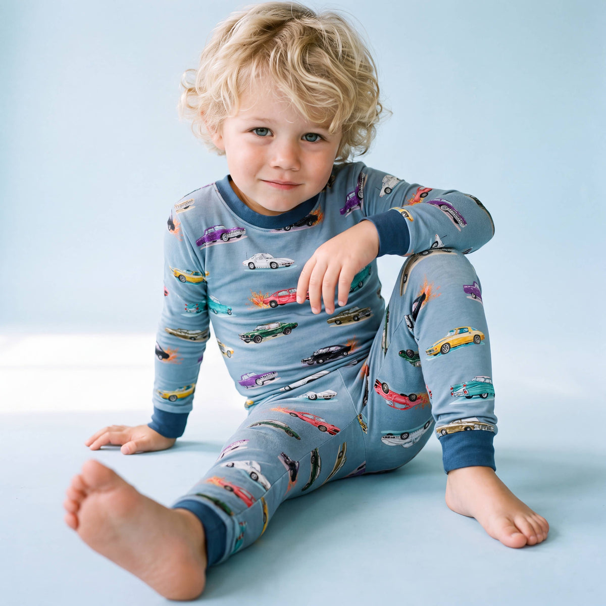 Bamboo Long Sleeve PJ Set Vintage Cars