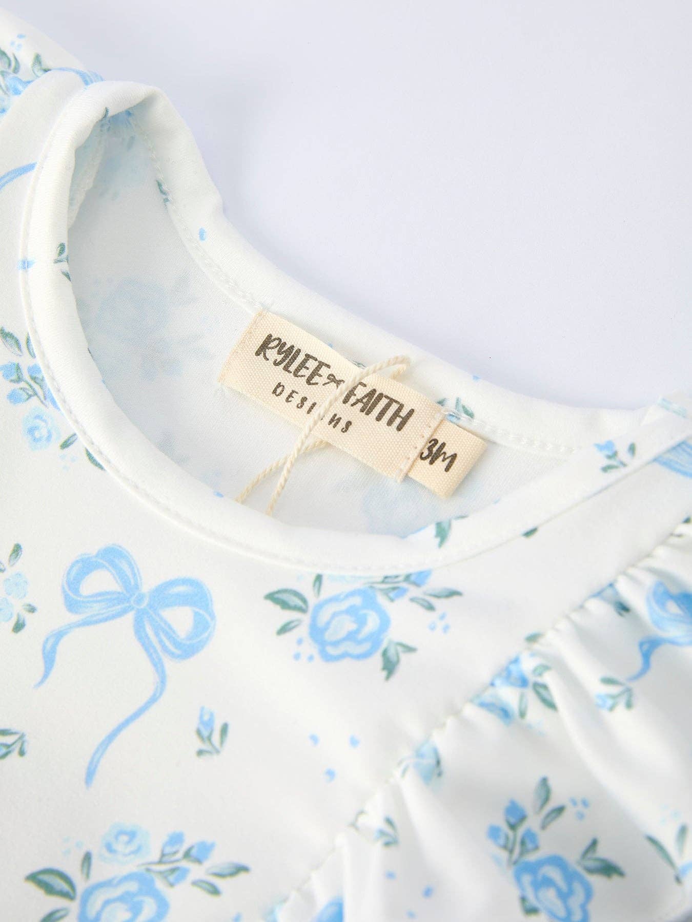 Spring Floral Romper Blue Ruffle