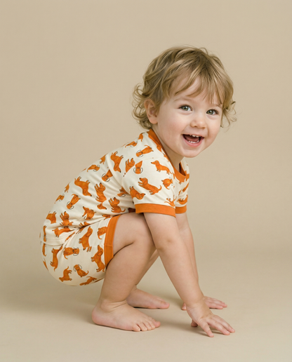 Orange Puppy Bamboo Short Sleeve PJs