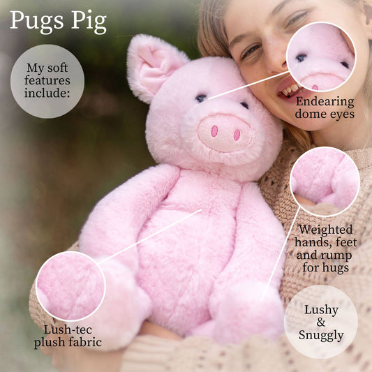 World's Softest Lushee 16 inch Pugs Pig Plush Toy for Kids