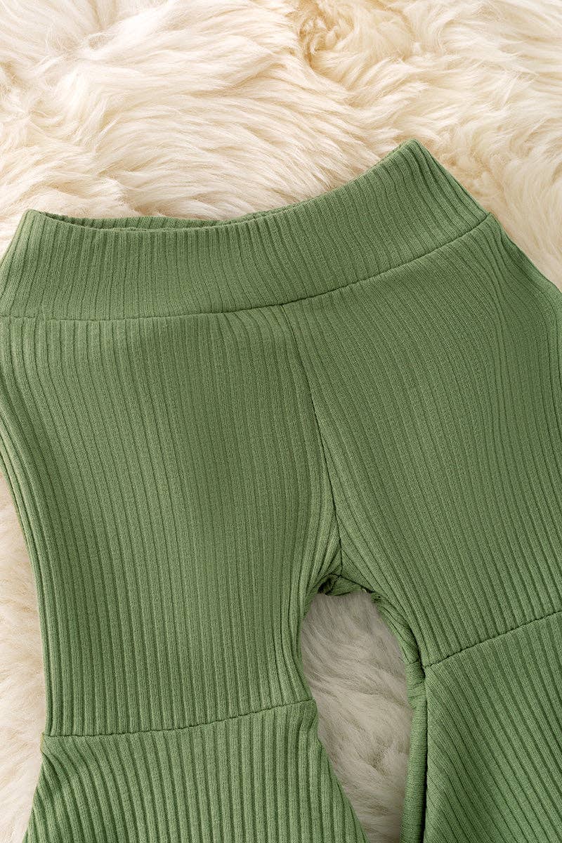 Moss green ribbed bell bottoms