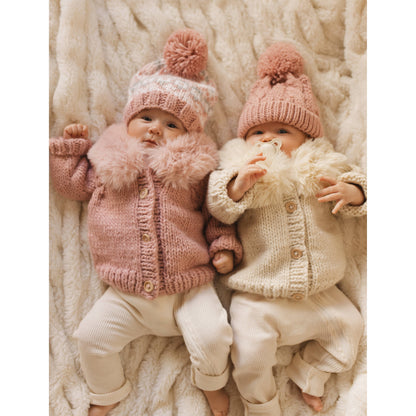 Fur Collar Natural Cardigan Sweater