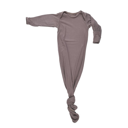 Cocoa Brown Ribbed Knotted Baby Gown