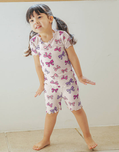 Shirring-Ribbon Bamboo Short Sleeve PJs