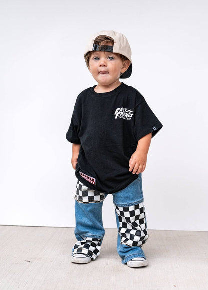 Checkered Patch Baggy Jeans