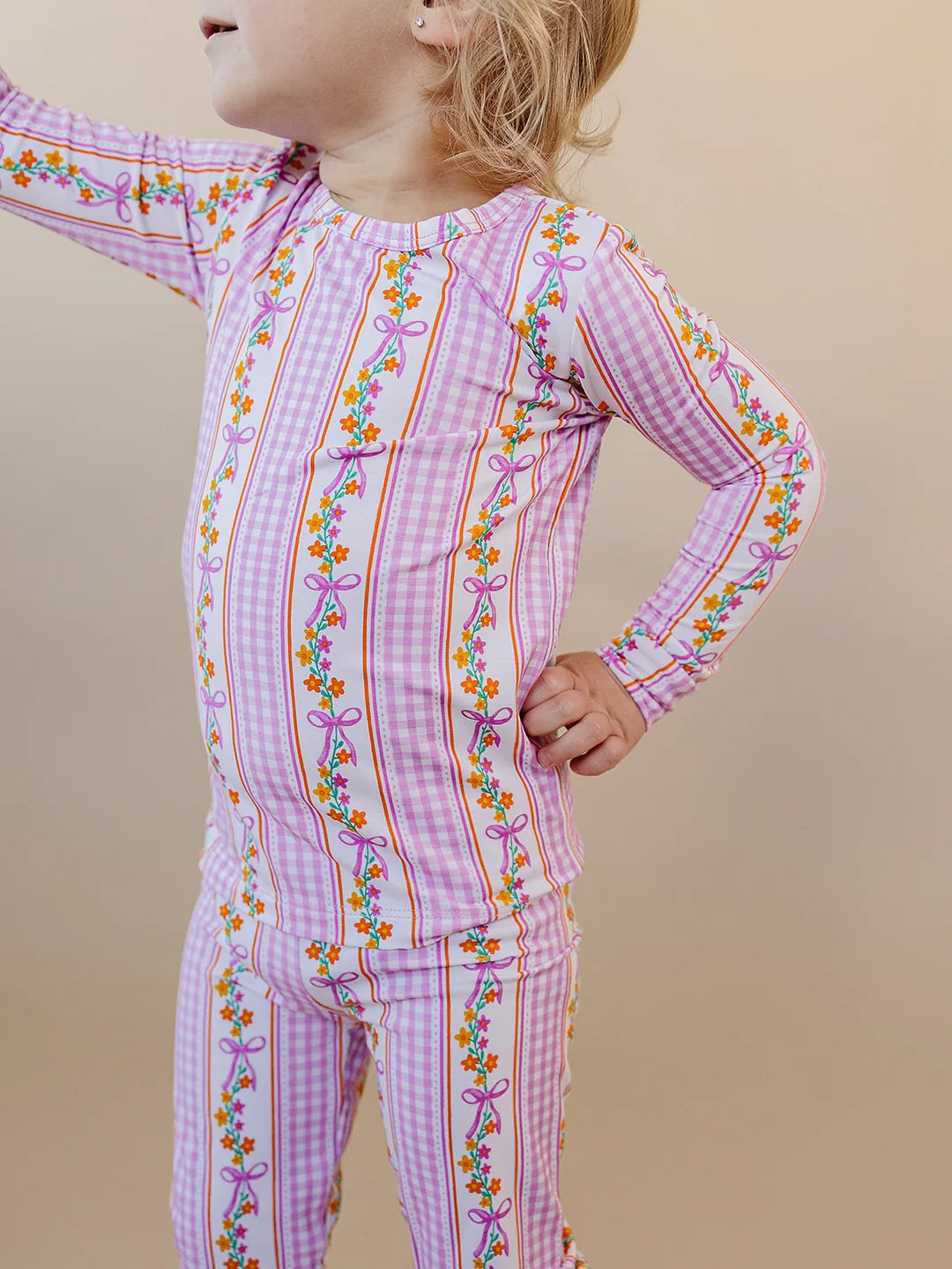 Gingham & Flowers Bamboo Long Sleeve Set