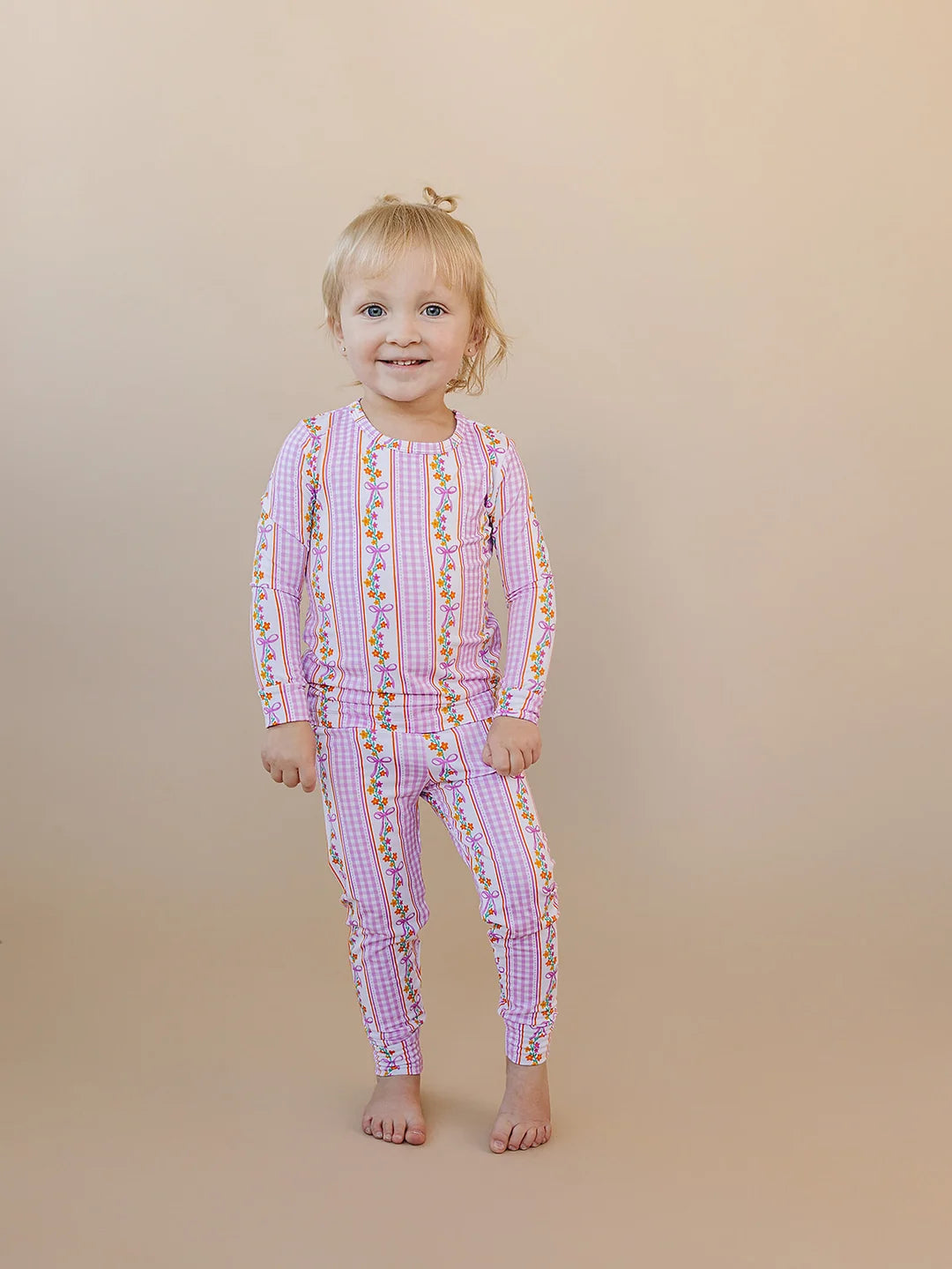 Gingham & Flowers Bamboo Long Sleeve Set