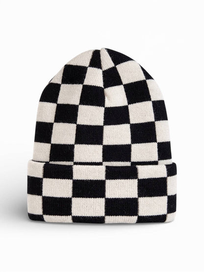 Baby's First Hat, Black/Sand Checkerboard