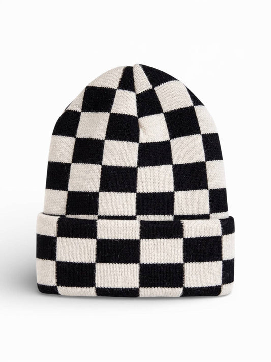 Baby's First Hat, Black/Sand Checkerboard