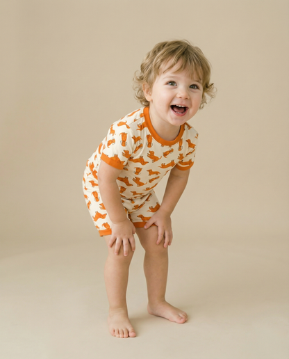 Orange Puppy Bamboo Short Sleeve PJs
