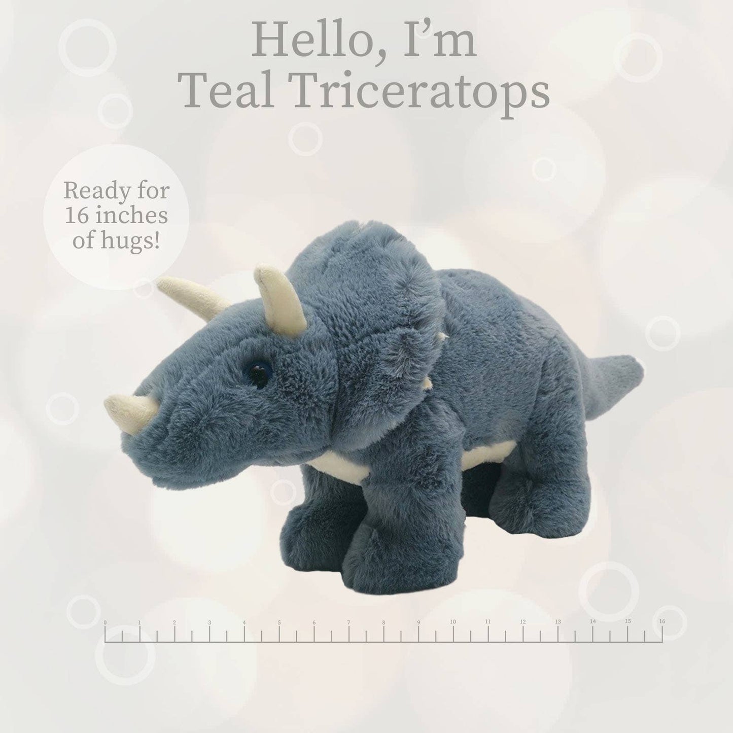 World's Softest 16" Large Lushees Teal Triceritops Plush Toy