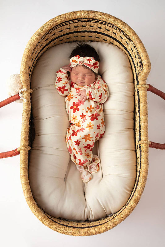 70s Groovy Flower Knotted Baby Gown