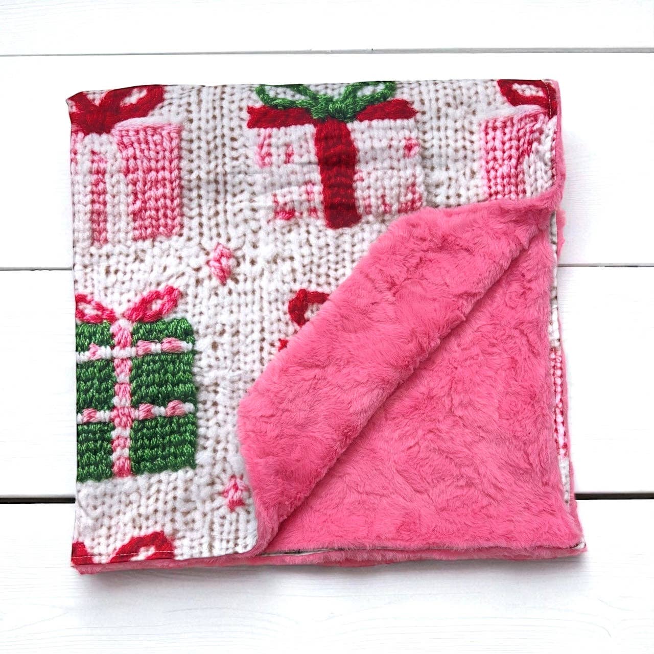 Pink Christmas Baby Blanket | 32x32