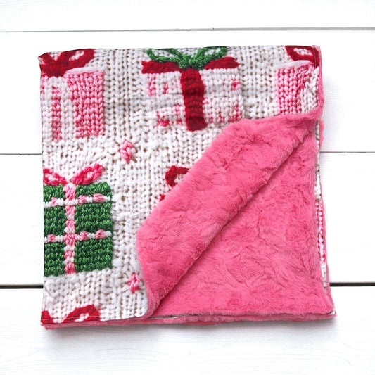 Pink Christmas Baby Blanket | 32x32