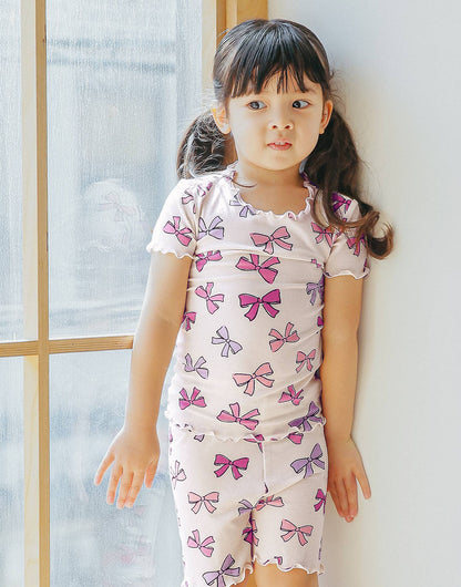 Shirring-Ribbon Bamboo Short Sleeve PJs