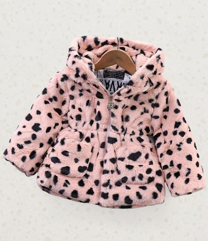 Pink Polka Faux Fur Jacket
