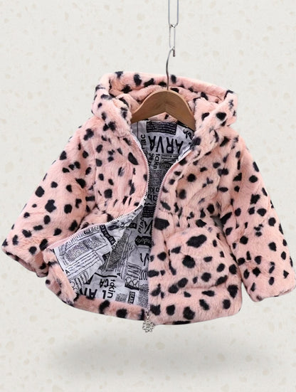 Pink Polka Faux Fur Jacket