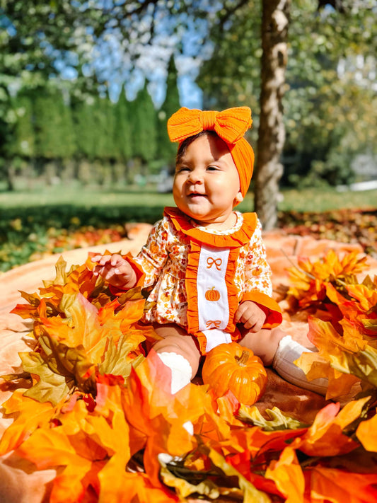 Pumpkin Bow Appliqué Bubble