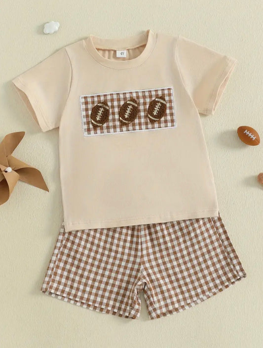 Plaid Football T-shirt + Shorts